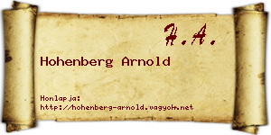 Hohenberg Arnold névjegykártya